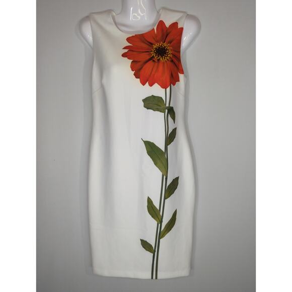 Calvin Klein Single Flower Sheath Dress Women's 4 NWT Corpcore Preppy Modest - Picture 2 of 10